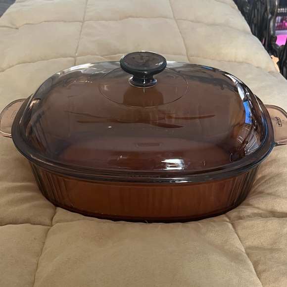 Pyrex Kitchen Corning Pyrex Visions Oval Amber 4l Ribbed Dutch Oven